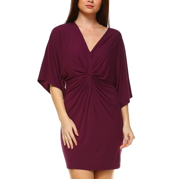 ❤️ Soft plum twist front knit dress - Picture 4 of 7